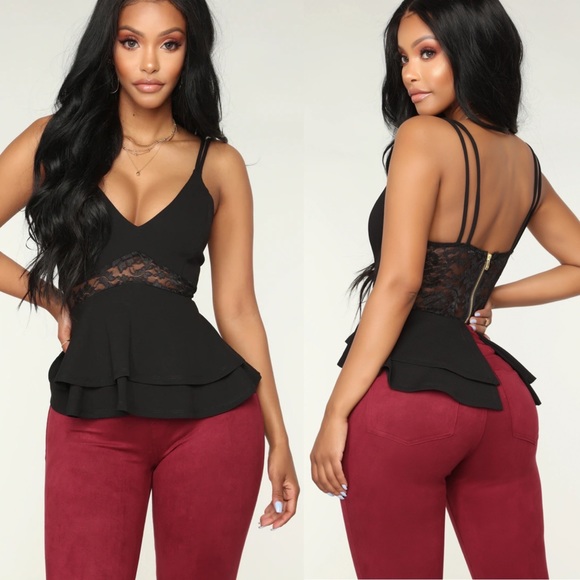 Fashion Nova Tops - Fashion Nova Lace & Grace Peplum Top